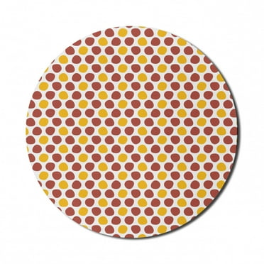 Abstract Mouse Pad for Computers, Repeating Round Blots on a Plain Background Spotted Animal Print, Round Non-Slip Thick Rubber Modern Gaming Mousepad, 8" Round, Earth Yellow Cinnamon, by Ambesonne