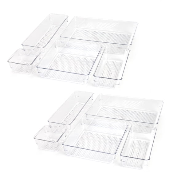 Mainstays 10-Piece Organizer Set Clear Plastic for Bathroom Storage
