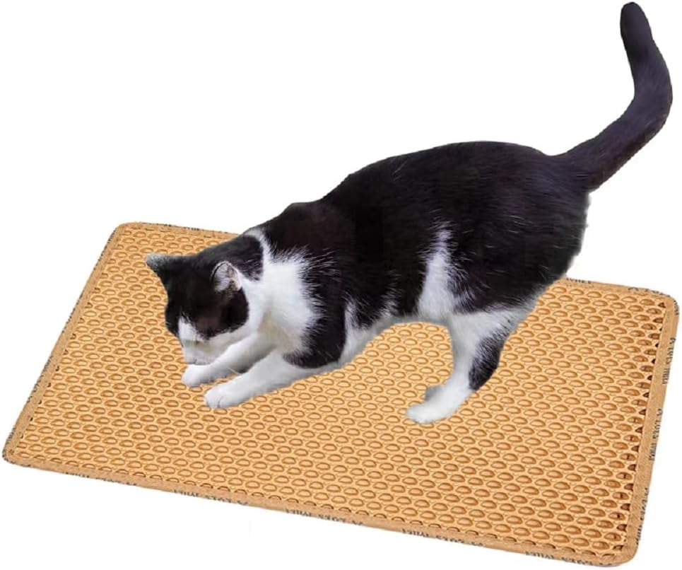 Double Layer Cat Litter Mat, Honeycomb Design, Urine Waterproof, Easy Clean