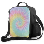 Pastel Tie Dye Insulated Lunch Box Bag Portable Lunch Tote For Women Men And Kids