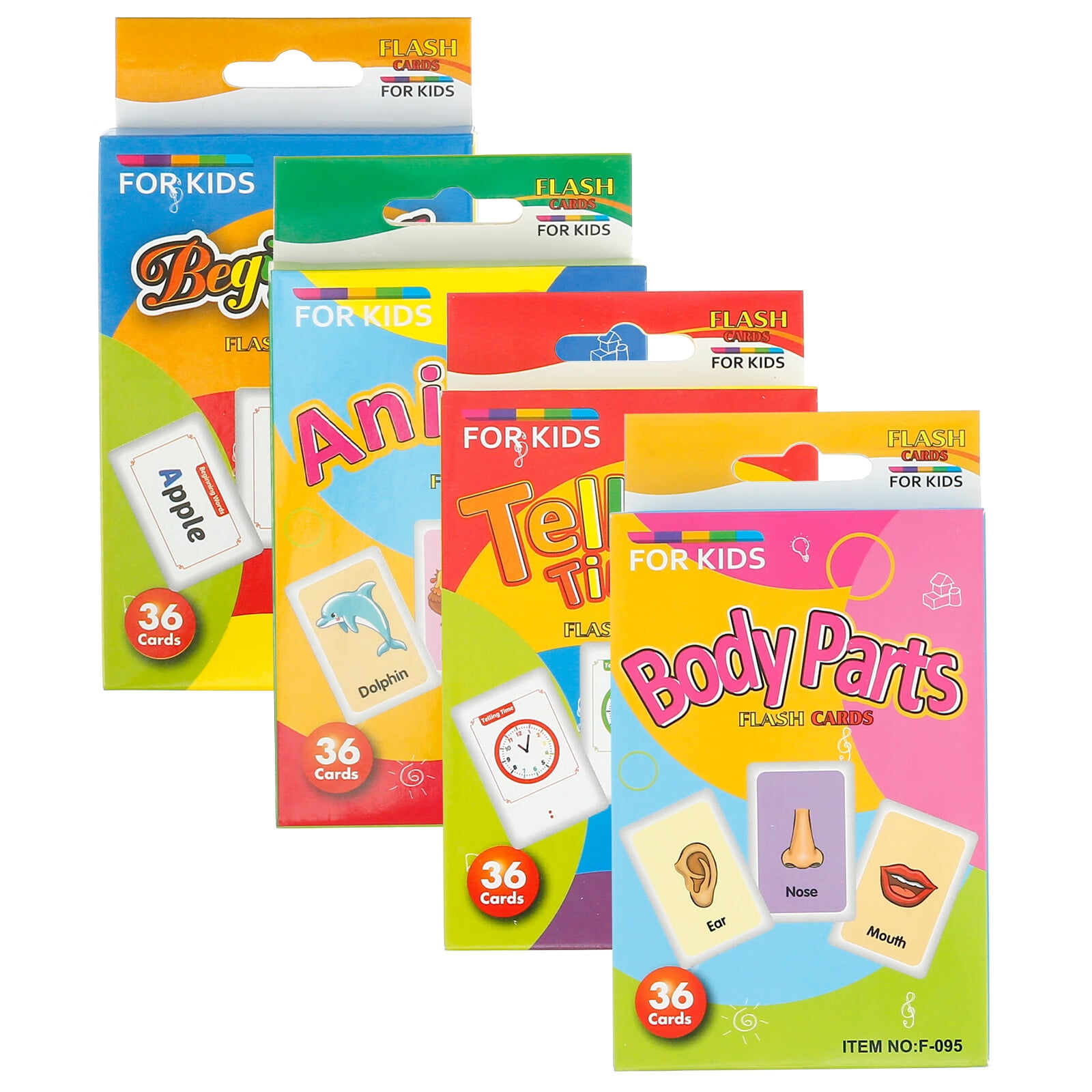 144Pcs Toddler Flash Cards Set Alphabet Shapes Animals Flash Cards Body