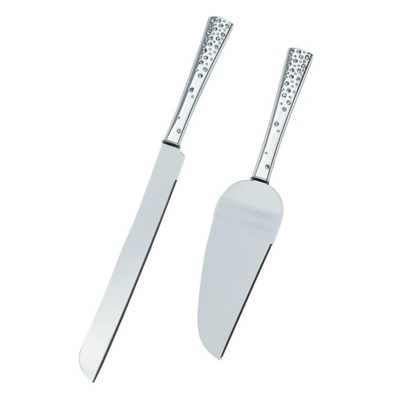 Crystal Collection Cake Knife & Serving Set in Silver