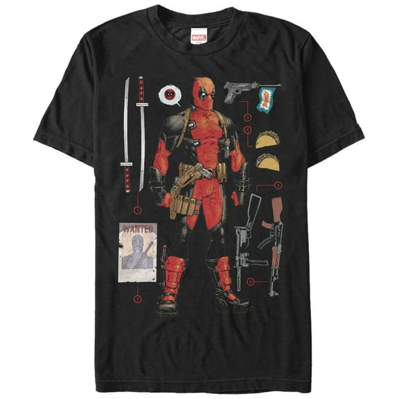 Men's Marvel Deadpool Accessories  Graphic Tee Black Medium