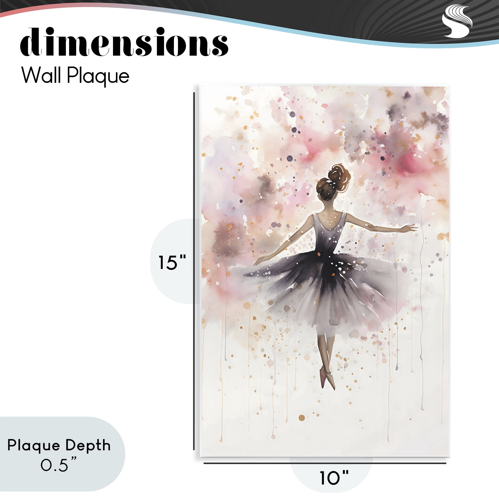 Stupell Industries Watercolor Ballerina Atmosphere Wall Plaque Art, design by Creative Studio