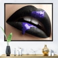 thumbnail image 2 of Designart 'Woman Lips With Black Lipstick & Purple Paint' Modern Framed Canvas Wall Art Print, 2 of 5