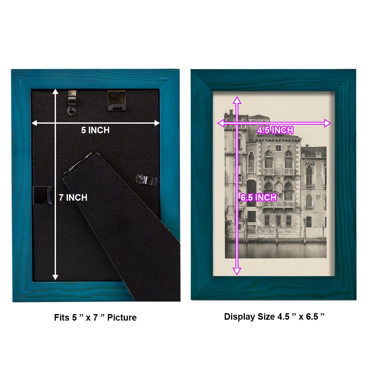 Vintage Views of Venice III - Framed Print w/glass - Ocean Blue