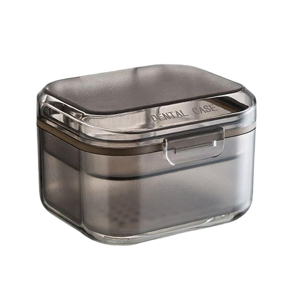 Estuche para Dentaduras Zulema Copa Colador Cesta Negro 8 cm x 7,3 cm x 5,5 cm