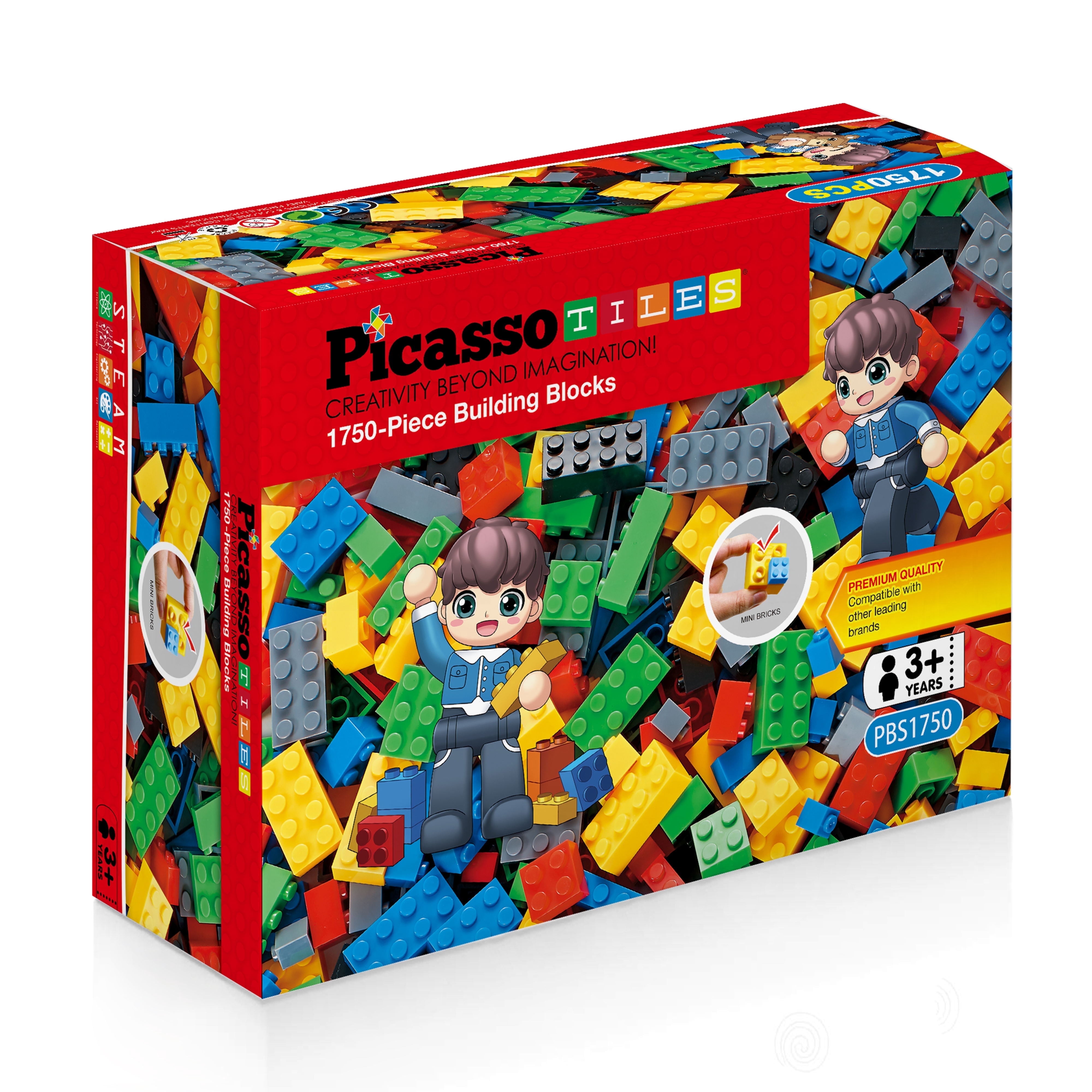 PicassoTiles 1750PCS Building Block Tiles, Creative Shapes to Build Houses, Numbers, Animals & More, STEM Educational Toy for Kids Boys & Girls 3+
