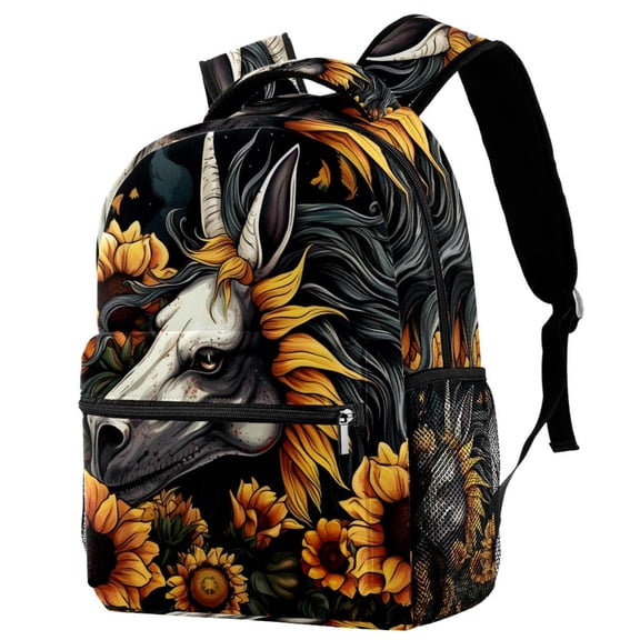 Lightweight Backpack Sunflower Unicorn School Bag Travel Laptop Daypack for Men Women Casual Rucksack