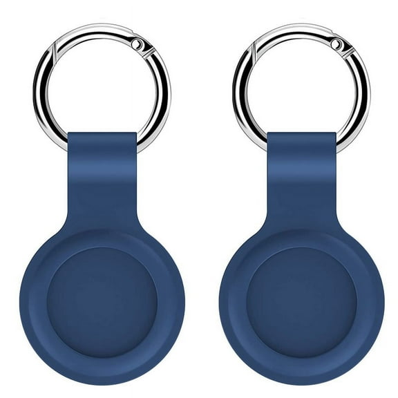 2 packs Soft Silicone Case Compatible with Apple AirTags, Protective Anti-Scratch Lightweight Skin Cover with Key Ring for AirTags, Dog air tag Holder, Blue
