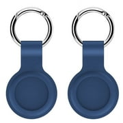 2 packs Soft Silicone Case Compatible with Apple AirTags, Protective Anti-Scratch Lightweight Skin Cover with Key Ring for AirTags, Dog air tag Holder, Blue