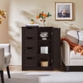 thumbnail image 2 of Large Bathroom Floor Cabinet with 4 Drawers and Single Door Cabinet, Freestanding Storage Cabinet for Living Room Kitchen Hallway, Espresso, 2 of 18