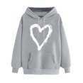 thumbnail image 1 of Plebaso Sweat à Capuche pour Femmes Mignon Cœur Manches Longues Décontracté avec Poches, 1 of 5