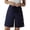Navy(Womens Shorts), variant on GUACER Wide Leg Shorts for Women Casual Elastic Waist Drawstring Side Button Fashion Bermuda Shorts