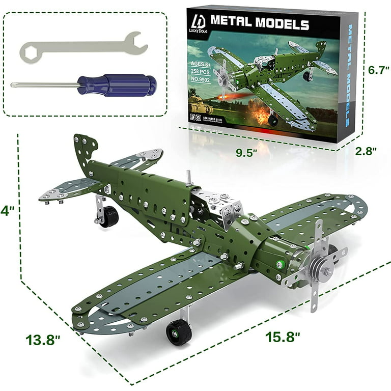 STEM Building Toys Model Airplane Kits for Boys 8-12,Airplane Model Scale  1:32 Metal Building Kit,Erector Set Model Planes for Kids 8-12,Best  Airplane