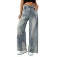 thumbnail image 3 of Personality Plus Size Jeans Waist Waisted Wide Leg Trousers Loose Plus Size Mop Pants Women, 3 of 8