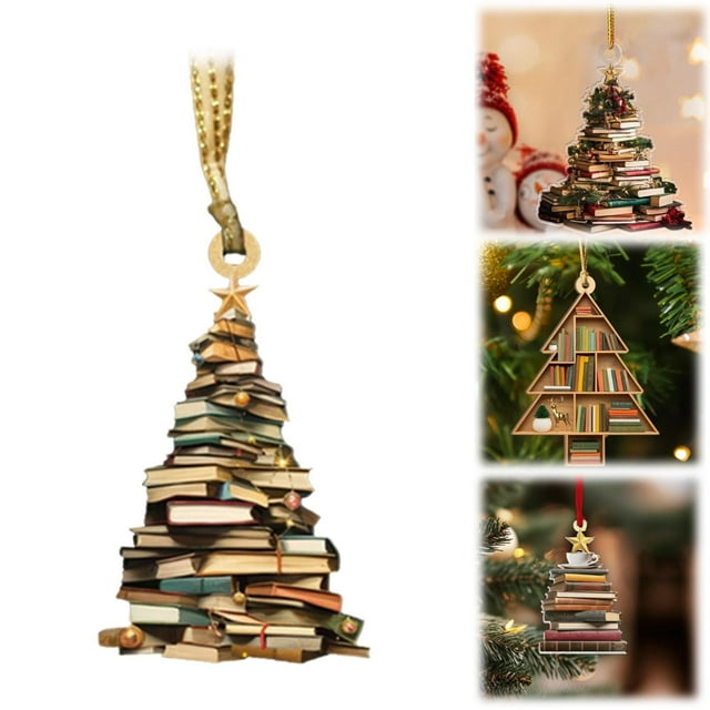 WRXMIJNHGSA Hangs Under $5 Christmas Tree Book Ornament 2024 Christmas Book Tree Ornament Book Ornament For Christmas Tree Book Lover Christmas Ornaments For Book Lovers Book Reader Librarian