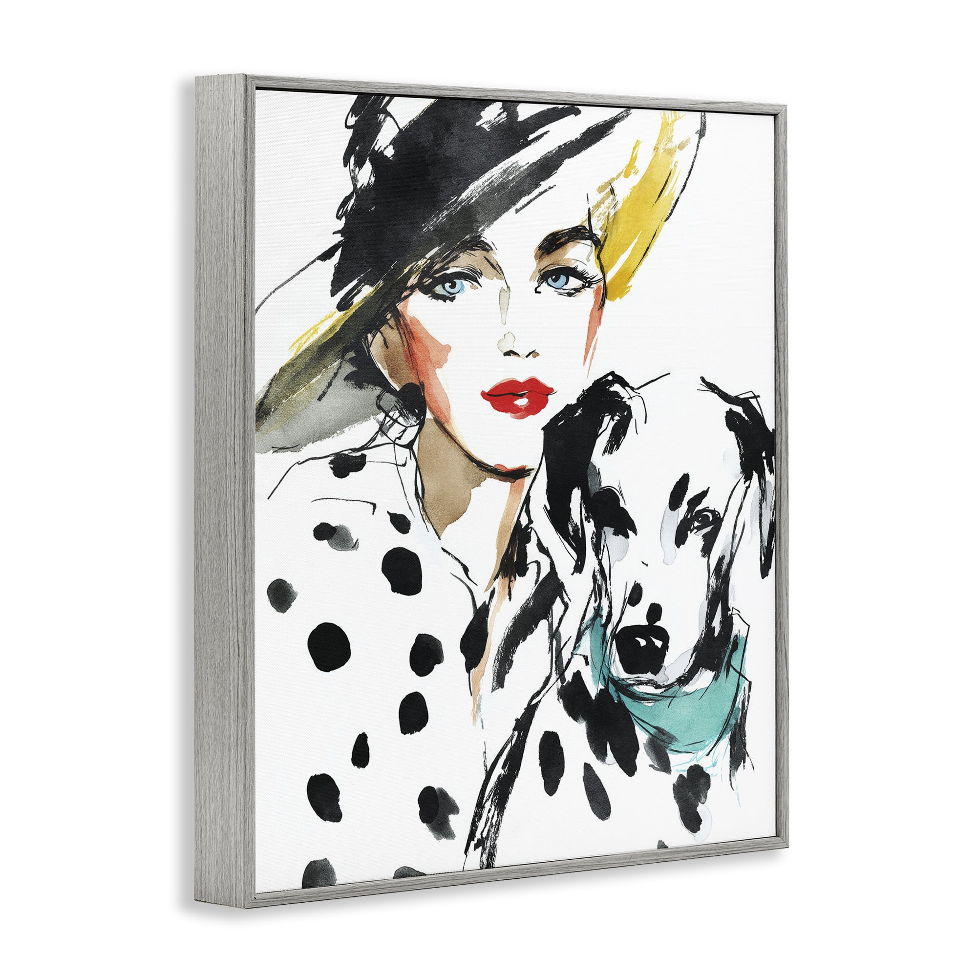 Stupell Industries Trendy Dalmatian Muse Gray Framed Giclee Art, design by Svetlana Aleynikova