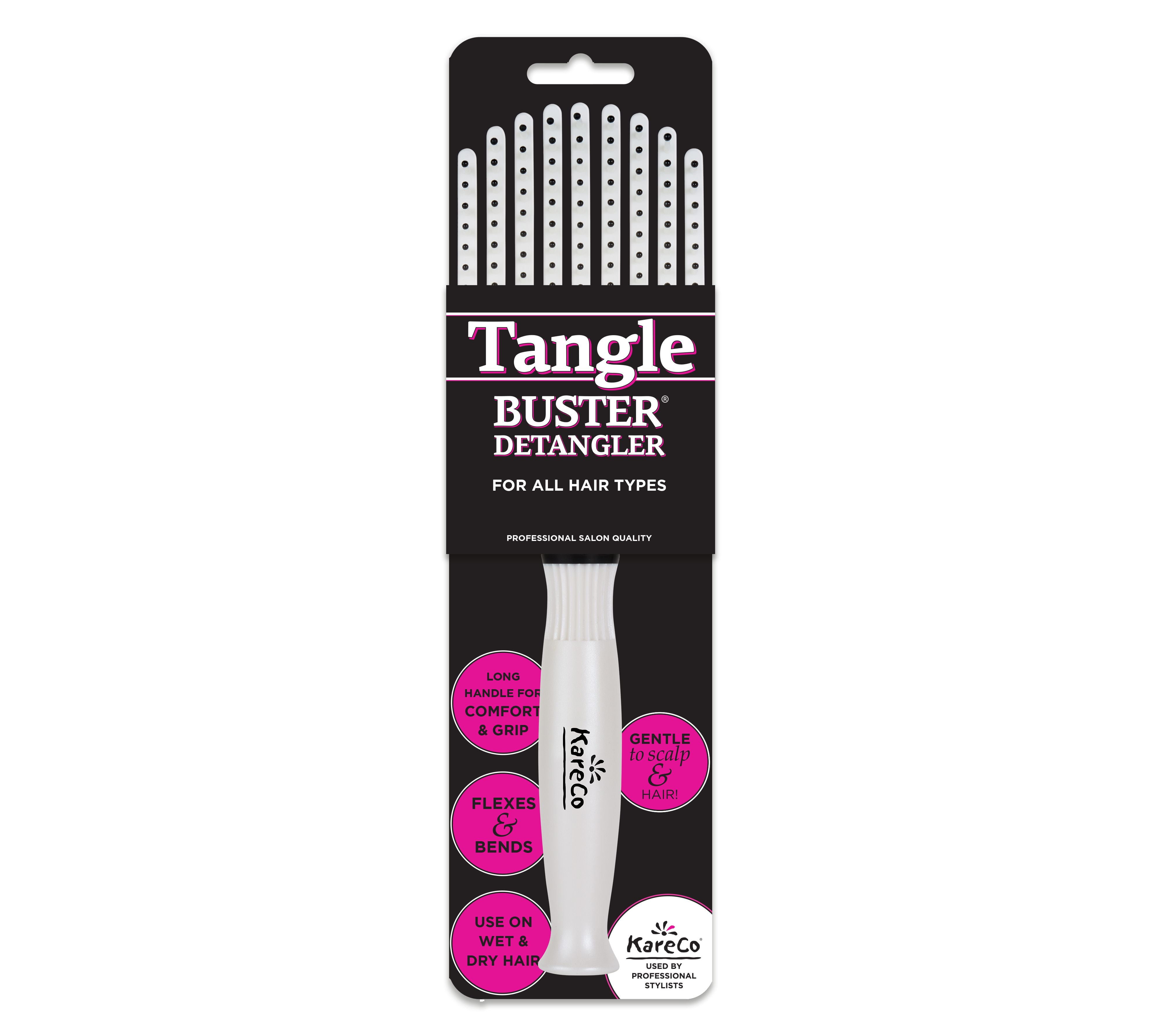KareCo Tangle Buster Hair Brush Salon Professional Flexible Paddle, Pearl