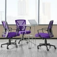 thumbnail image 3 of Yaheetech Adjustable Mesh Office Chair Mid Back Swivel Chair Executive Desk Chair Computer and Study Chair with Wheels, Purple, 3 of 8