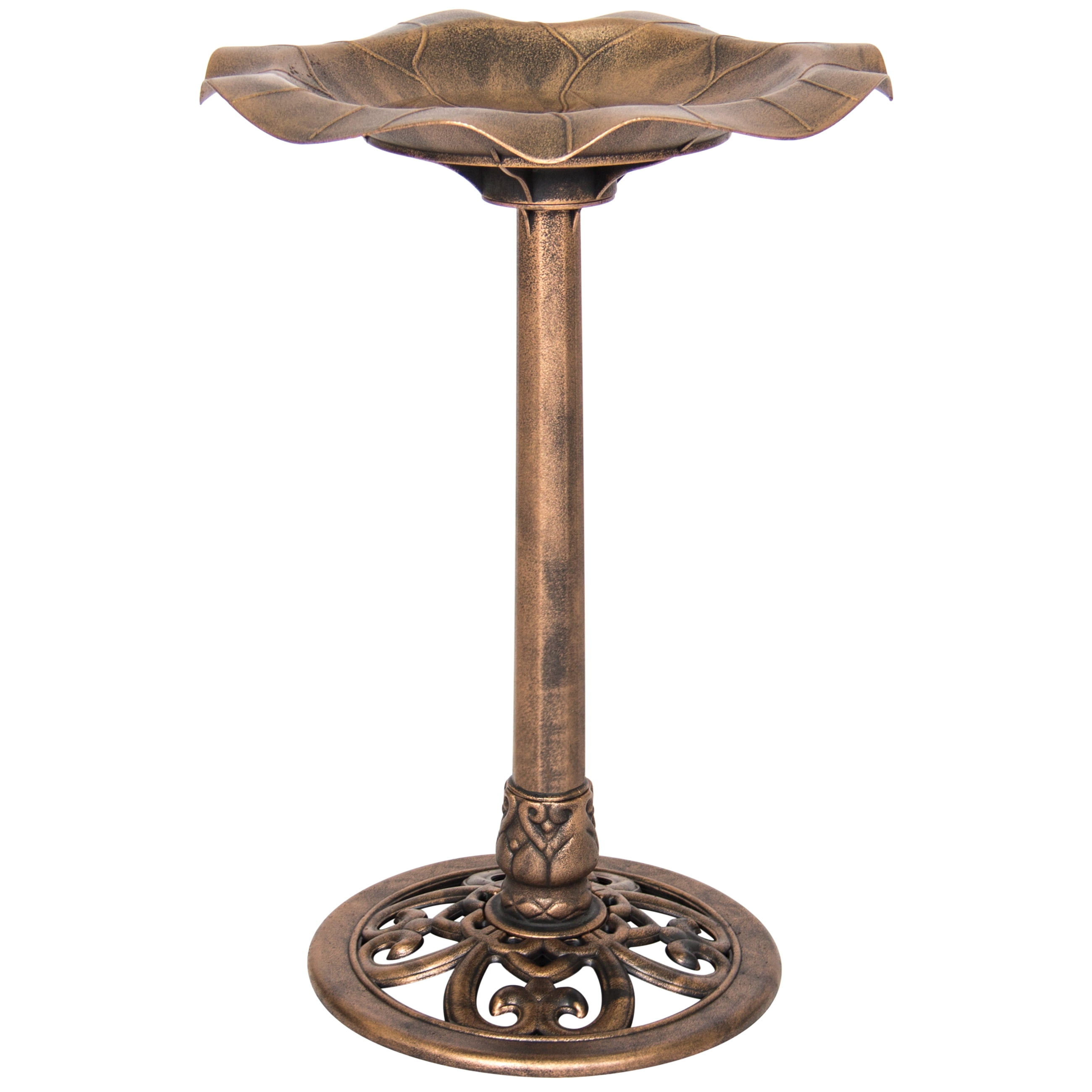 Best Choice Products Outdoor Garden Lily Leaf Pedestal Birdbath Decor w Floral Accents... by