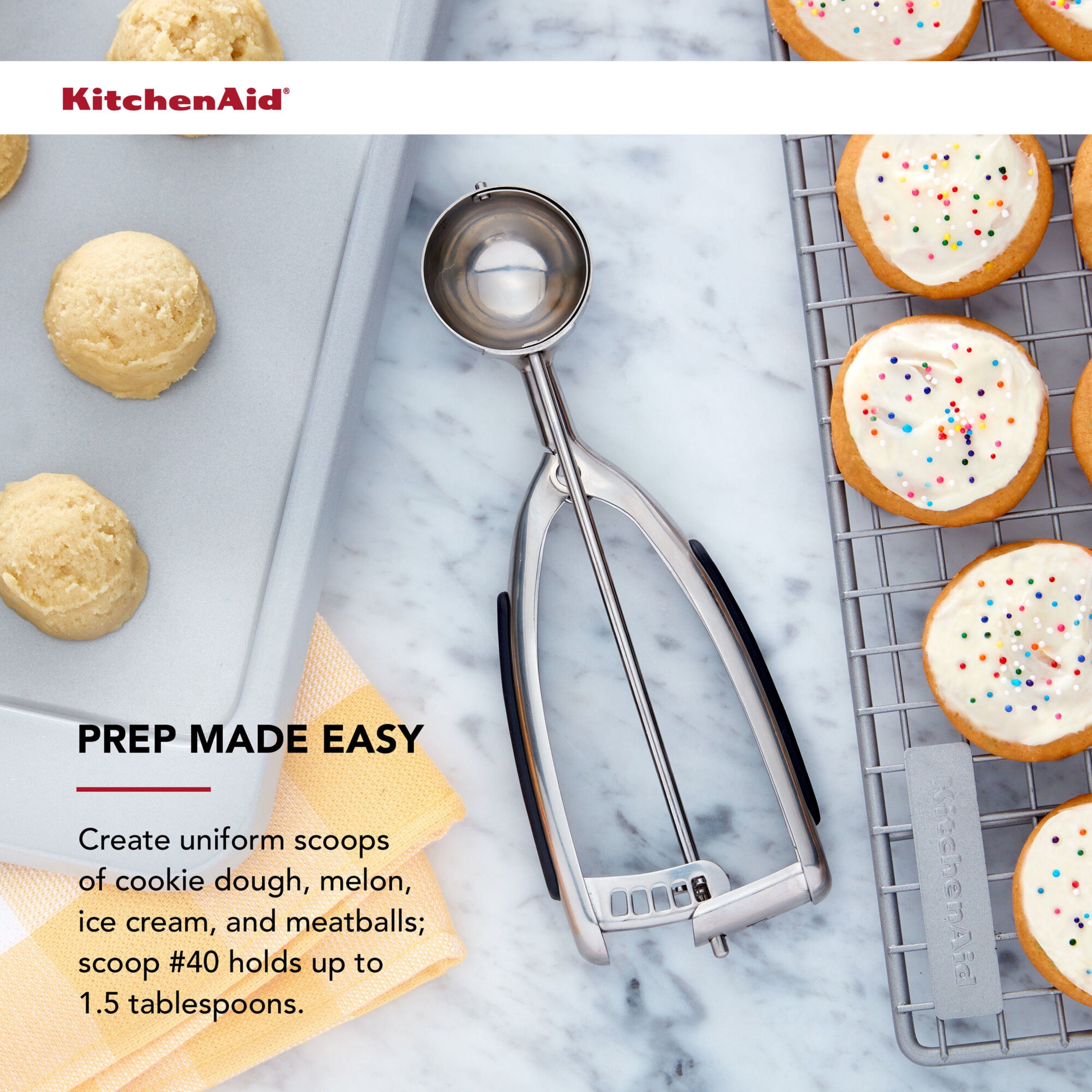 KitchenAid Stainless Steel Cookie Dough Scoop 0.3 lb Black