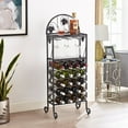 thumbnail image 6 of 20 Bottle Floor Wine Bottle & Glass Rack in Black, 6 of 8