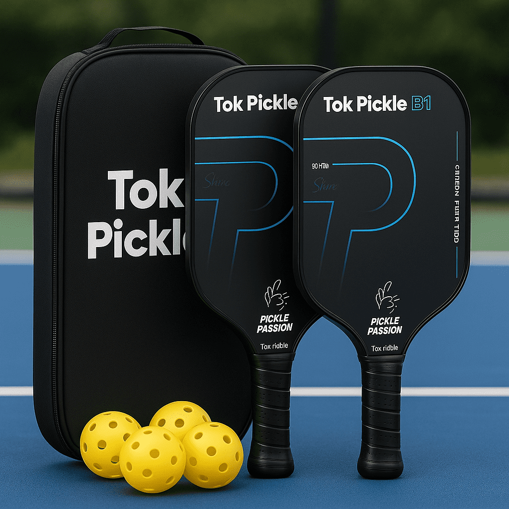 16mm Carbon Fiber Pickleball Paddle Set of 2, Raw Surface for Spin & Control, Includes Bag & 4 Balls
