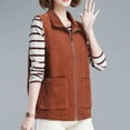 thumbnail image 4 of Pounoo Gift Corduroy Vest Jacket for Women Sleeveless Zipper Waistcoat with Pocket, 4 of 7