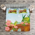 thumbnail image 3 of Ambesonne Tree Quilted Bedspread Set 3 Pcs, Worms in Wooden Tree, Queen Size, Apple Green Chocolate, 3 of 3