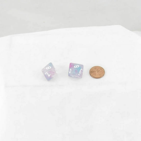 Wisteria Nebula Luminary Dice with White Numbers 16mm (5/8in) D8 Set of 2 Wondertrail
