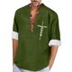 thumbnail image 1 of Camisas Para Hombre Camiseta estampada de manga larga con cuello levantado para hombre, informal, a la moda, para vacaciones en la playa (Green, XL), 1 of 3