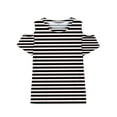 thumbnail image 7 of Girls Cold Shoulder 3/4 Sleeve Tops Dressy V Neck Stripe Cut Out Blouse Elegant Workout Trendy T Shirt for 3-12 Years, 7 of 7
