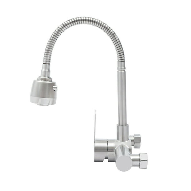 Oukaning Wall Mounted Kitchen Faucet Tap Adjustable Single Handle Commercial Sink - Walmart.com