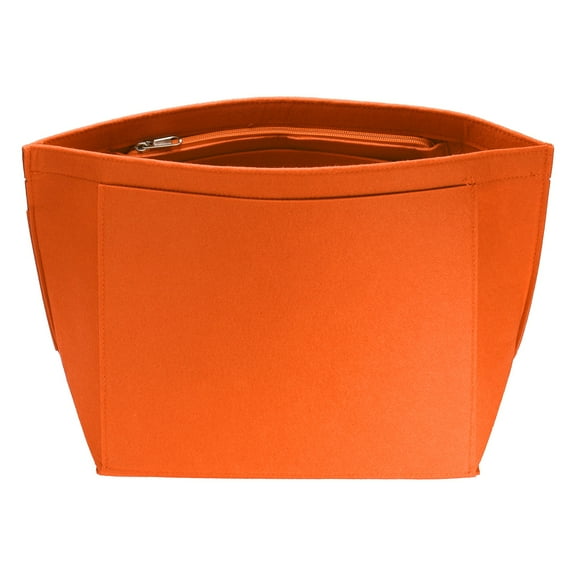 Uxcell Purse Organizer Insert, Large Felt Handbag Organizer Bag Storage & Finishing Inner Bag Liner with Zipper for Chic Backpack Tote Shoulder Bags, Orange