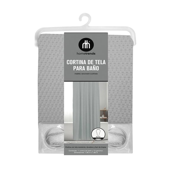 Cortina de Baño Home Trends Microfibra Gris 180x180 cm