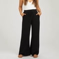 thumbnail image 3 of LIaqionyy Womens Maternity Pants Wide Leg High Waisted Adjustable Drawstring Casual Trousers with Pockets, 3 of 7