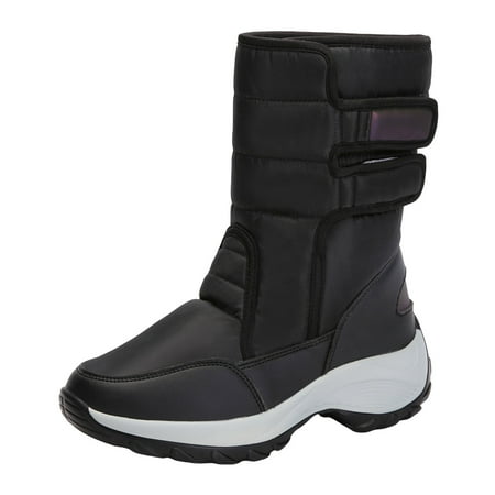 

PMUYBHF Flat Boots for Women Ladies Winter Plush Plus Size Cotton Shoes Umbrella Cloth Anti Splash Water Padded Thickened Warm Snow Boots Cotton Shoes Buckle Womens Winter Boots Waterproof Pink