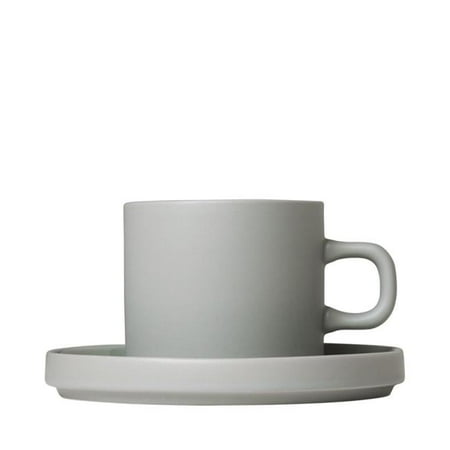 

7 oz PILAR Coffee Cups with Saucers Mirage Grey - Set of 2