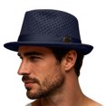 thumbnail image 2 of Lispipm Summer Mesh Pork Pie Hat for Men Women Roll Brim Retro Party Cap Travel Beach Sun Hats Classic Outdoor Breathable Caps Blue, 2 of 4