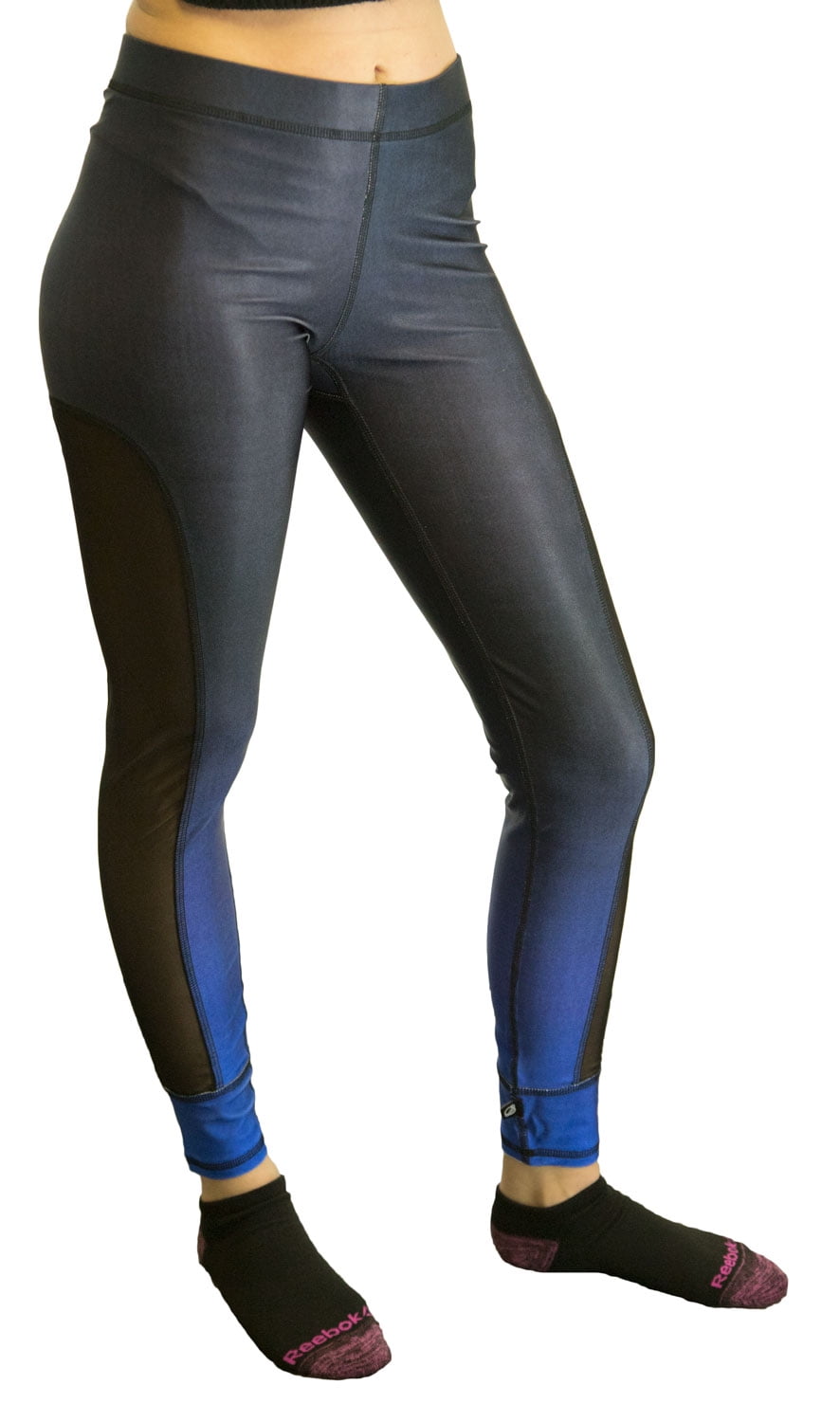 Ombre Mesh Insert Leggings, Navy 