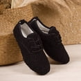 thumbnail image 5 of Pandaie Suede Loafers Flats for Women Lace up Plush Winter Shoes Comfortable Slip on Moccasin Slippers Fuzzy Fashion Sneakers Black 7, 5 of 8