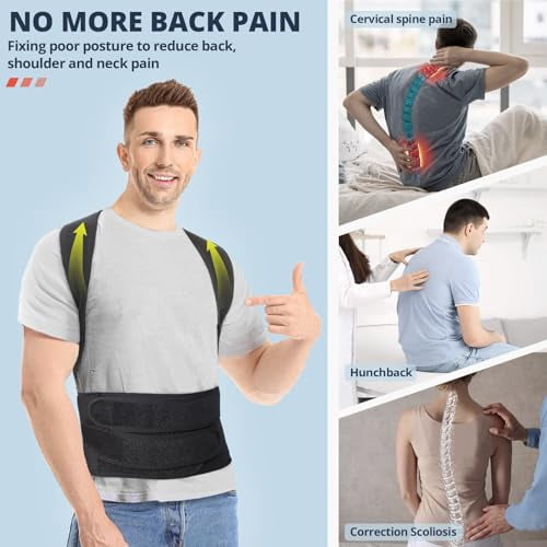 TYPPKMM Posture Corrector Lumbar Support Back Brace, Black, One Size