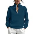thumbnail image 5 of DIOAZUD Women's Half Zip Sweatshirt Stand Collar Long Sleeve Pullover No Pockets Cozy Casual Fall Winter Everyday Top for Women Navy S-XXL, 5 of 8