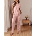 thumbnail image 2 of Ekouaer Womens Pajama Sets Cap Sleeve Sleepwear Tops and Long Pants Comfy Pjs 2 Piece Lounge Set with Pockets, 2 of 6