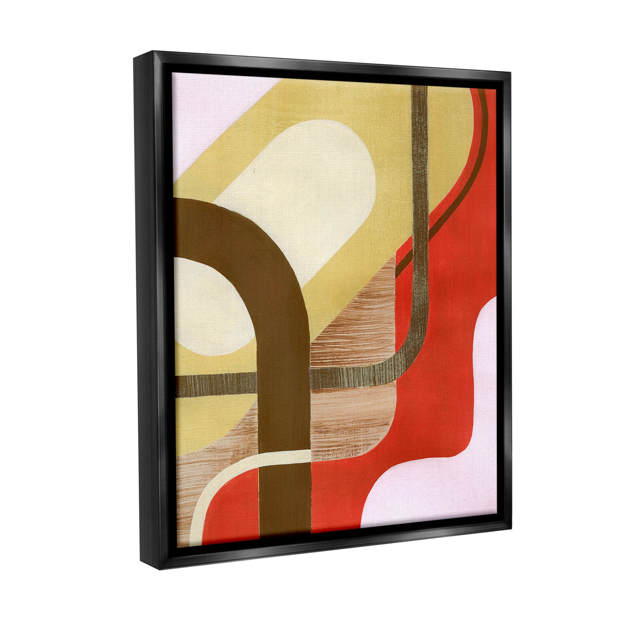 Stupell Industries Wavy Retro Shapes Abstract Painting Black Floater Framed Canvas Art Print Wall Art, 17 x 21