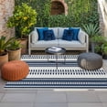 thumbnail image 2 of Navy Blue Striped Outdoor Rug for Patio/Deck/Porch, Non-Slip Large Area Rug 5 x 8 Ft, Farmhouse Geometric Stripe Indoor Outdoor Rugs Washable Area Rugs, Reversible Camping Rug Carpet Runner, 2 of 8