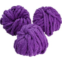 iDIY Chunky Yarn 3 Pack (24 Yards Each Skein) - Dark Purple - Fluffy Chenille Yarn Perfect for Soft Throw Blankets, Arm Knitting, Crocheting and DIY Crafts and Projects! - GreatGift for Crafters
