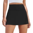 thumbnail image 1 of Falda de tenis para mujer Skort DLOODA con pantalones cortos de bolsillo, color negro, 1 of 6