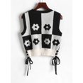 thumbnail image 3 of ZAFUL Women Leisure Two Tone Floral Graphic Lace-up Sweater Vest Black S, 3 of 5